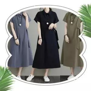 여름 린넨 카라 롱 원피스 3 color -ESB