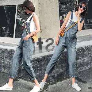 [하프클럽/]여자 멜빵바지 데님 청 오버롤즈 캐주얼 점프수트