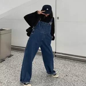 [하프클럽/]오버롤 청 여성 멜빵바지 와이드핏 점프수트 데님