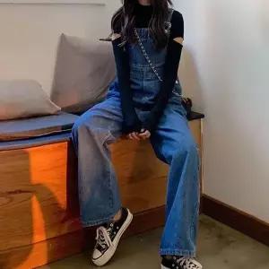 [하프클럽/]여자 캐주얼룩 심플 베이직 데님 멜빵바지 점프수트