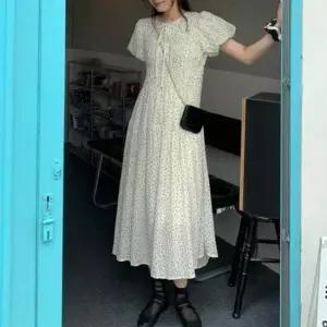 2컬러 썸머룩 잔잔한 도트 반팔 쉬폰 롱원피스