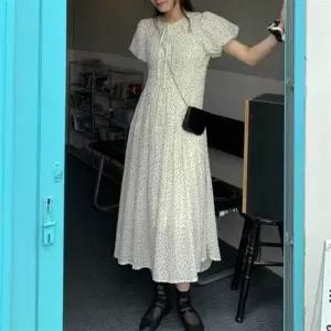 2컬러 썸머룩 잔잔한 도트 반팔 쉬폰 롱원피스