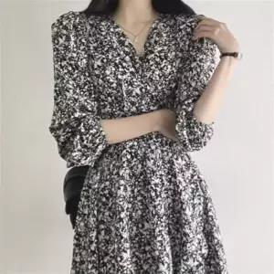 데일리 원피스 미니 랩 플레어 플라워 로맨틱