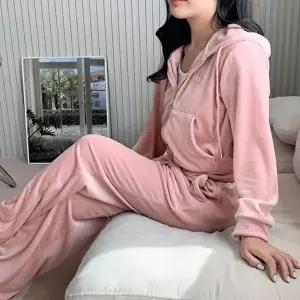 여성 4컬러 마타즈 벨벳 크롭 후드집업 트레이닝세트 (HSJ-WFG1UEB)