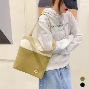 [라일리] Rly 여자 간편 외출 배색 숄더 캔버스백 버킷백 데일