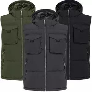 [디바옴므]겨울 후드 탈부착 포켓 헤비 패딩 집업 조끼 베스트 경량