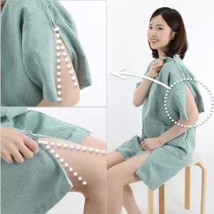 줄지-아쿠아마린 환부 개방 지퍼 벨크로환자복 입원복 환자복 수술복 치료복 병원복잠옷 요양병원 재활