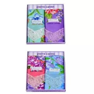 (옵션 46cmx46cm 유색2매입)피에르가르뎅 플라워 레이스 여성 손수건 2매입 여름땀손수건 선물용손수건 여