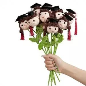 수제 졸업 선물 학사모 꽃다발 니트 인형 귀여운