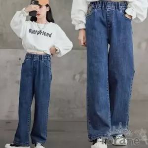 고무줄 아동 와이드 데님 주니어 여아 캐주얼 청바지