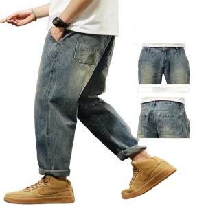 워싱 팬츠 청바지 남성 찢청 데님 와이드 연청 디스코 일자 슬림 진청 쿨 밴딩 여름 편한