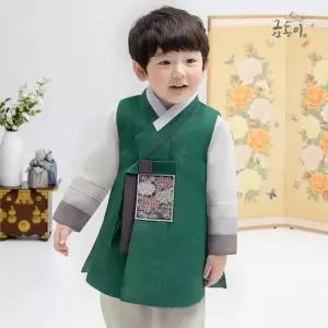 [금동이한복]AM203 남초록국화보 아동한복 남아한복