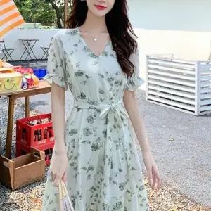 [다잇템]여자 데이트룩 바캉스 플라워 쉬폰 원피스