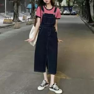 [옷자락]여자 데일리 캐주얼 진데님 멜빵원피스