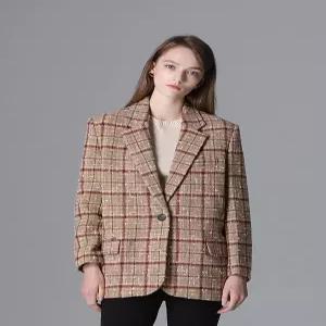 [리스트][리스트] 체크 울 원버튼 싱글 자켓