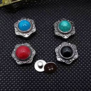 Leathercraft 벨트 가방 Hatband 팔찌 장식에 대 한 5피스 14mm 골동품 실버 서양 꽃 스타 라이트 청록색 C