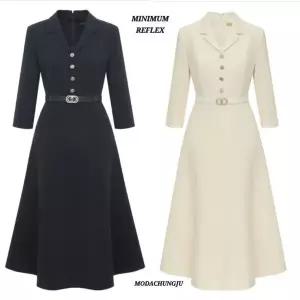 [미니멈]MD 카라넥 버튼 플레어원피스 MD MYBAWO6100_CJ