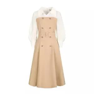 백화점 JJ지고트 셔츠 배색 플레어 원피스 GP3A0OP801