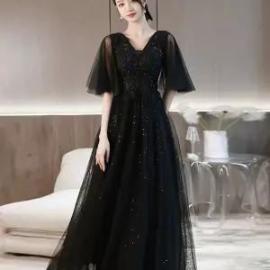 블랙 빅사이즈 연주회 파티복 롱 합창 원피스 드레스 무대의상