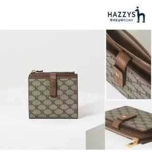 [롯데백화점]헤지스ACC [선물포장]HIWA2F884W2_브라운 로고패턴 가죽 중지갑