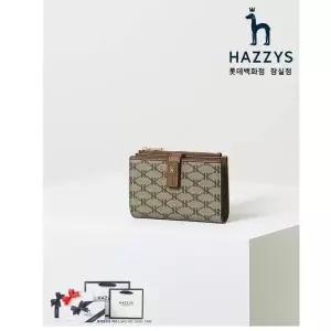 [롯데백화점]헤지스ACC [선물포장]HIWA3E884.W2_브라운 로고패턴 가죽 중지갑