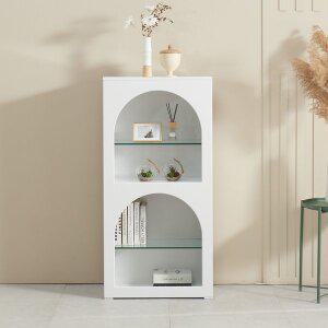 [모던탑21]이글루S 600-4단 아치형 벽난로 장식장 거실 책장 피규어 유리선반 진열장