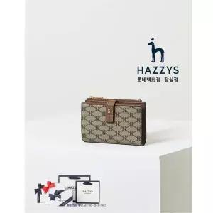 [롯데백화점]헤지스ACC [선물포장]HIWA4E884W3_ 여성용 브라운 로고패턴 가죽 중지갑