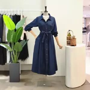 [대구백화점] [4CUS]투포켓 벨티드 데님 롱원피스(24FF3I9OP5572)