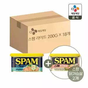 스팸 라이트 200g x18개+스팸 닭가슴살 200g x2개