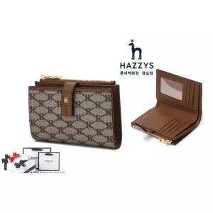 [롯데백화점]헤지스ACC [인기신상]HIWA5E884W2_여성 브라운 로고패턴 가죽 중지갑