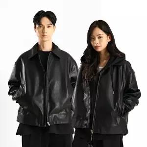 베이직 오버핏 가죽자켓 남녀공용 M~2XL