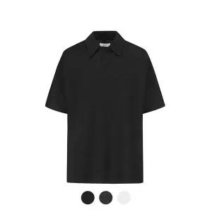 [앤드지] 슬럽 텍스쳐 슬릿 카라 반팔티_BZD2TT1107