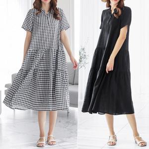 클레이 반팔 원피스 3color / 빅사이즈 FREE XL 인견 캉캉 여름 레이온 시원한 무지 플라워