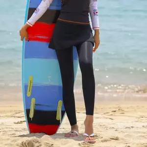 여성 볼륨 치마 워터 레깅스 9부 스커트 일체형 래쉬가드 팬츠 빅사이즈 키작녀