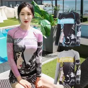 클로이 여자 래쉬가드 수영복 상의 빅사이즈 긴팔 비치웨어 실내 수영장 워터파크
