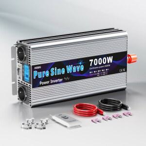 HOULI 7000W 차량용 정현파 USB포트 유럽식 콘센트 출력 리모컨 순수 변환 12V/24V 겸용 인버터 2구 현지