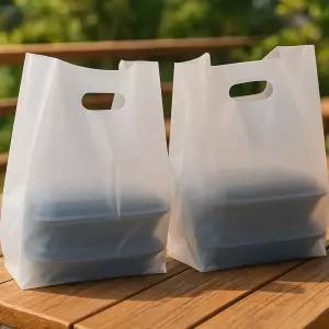 배달용 도시락봉투 비닐쇼핑백 24 x 35 x 옆면 12cm 중형 100매 x 2개 포장용 비닐백 배달봉투