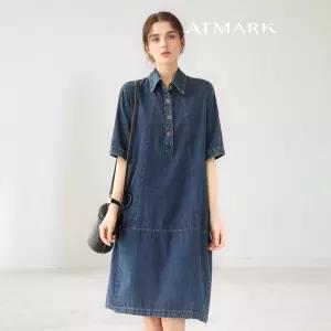 ATMARK (77까지)미디하프버튼절개데님원피스_AA53OP010G