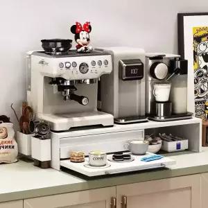 확장형 슬라이딩 커피머신 받침대 정수기 선반 철제 수납함 2단 수납장 홈카페 꾸미기