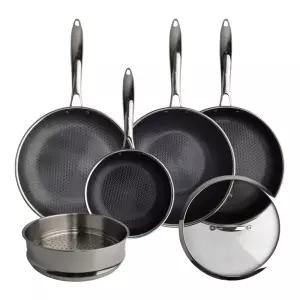 쿡셀 블랙큐브 홀로그램 IH 프라이팬 세트(팬 4종, 찜기 28cm, 유리뚜껑 28cm) 인덕션겸용 후라이팬