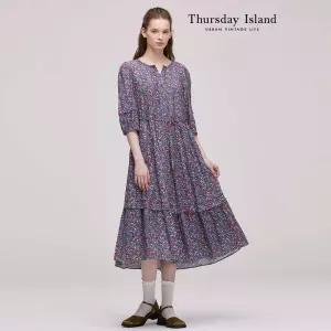 [Thursday Island] 레이스 배색 플라워 패턴 원피스(T242MOP143W)