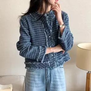 엘리즈데이 워딘진주수술청자켓 여성 봄가을 버튼 아우터 클래식 데님 자켓