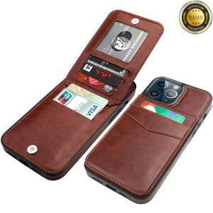 아이폰 13 12 미니 17 에어 16E 15 플러스 14 11 프로 맥스용 인조 가죽 지갑형 킥스탠드 폰 케이스 (신용