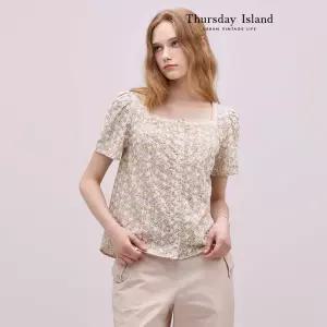 [Thursday Island] 레이스 스퀘어넥 패턴 블라우스(T244MBL242W)
