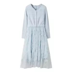 [듀엘](의정부점)진주 비딩 스칼럽 라인 니트 블록 원피스_D254MSE038