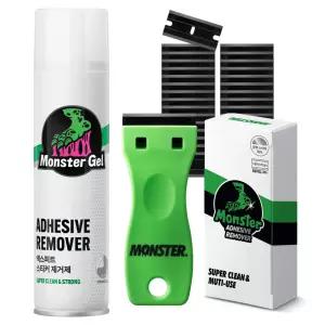 몬스터 겔 엑스퍼트 스티커 타르 자국 제거 2종 세트 제거제 300ml+스크래퍼+교체형 칼날 30p 212656