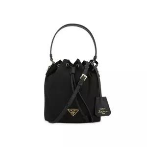 프라다 [LIVE] 여성 삼각로고 블랙 버킷백 1BE067 RV44 F0002
