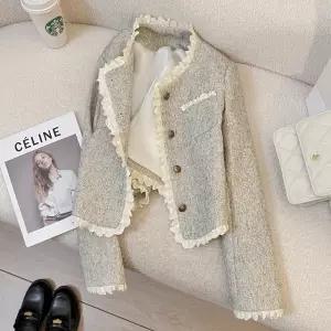 트위드자켓 슬림핏 프릴 패션 캐주얼 봄 여성 숏코트