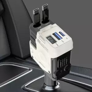 퀵온 4in1 릴타입 고속충전 시거잭 PD 차량용기용충전기 자동차기 용기 잭기 기잭 시거 용USB기