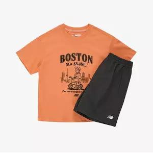 [뉴발란스]뉴발란스 키즈 일러스트 포인트 반팔 세트 NK9YGB212U-80 티셔츠 스포츠